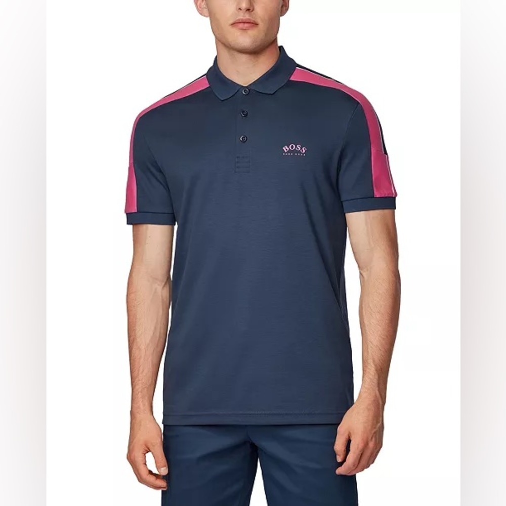 Hugo Boss Paule 1 Slim Fit Polo Shirt Navy Luxury Cotton XL Golf Designer